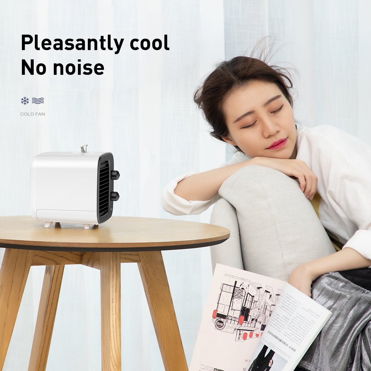 Baseus Time Desktop Evaporative Cooler Fan Windmill Air-Cooler Ice Water White+Black (CXTM-21)