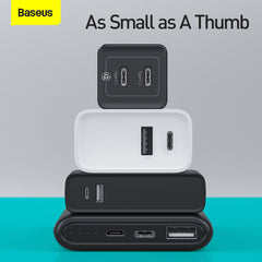 Baseus Gan Mini Type-C and USB 45W Dual Port Output Quick Travel Charger Compatible with Full Quick Charge Protocols with Mini Type C to Type C 60W, 1 m Charging Cable (Black)CCGAN-N01