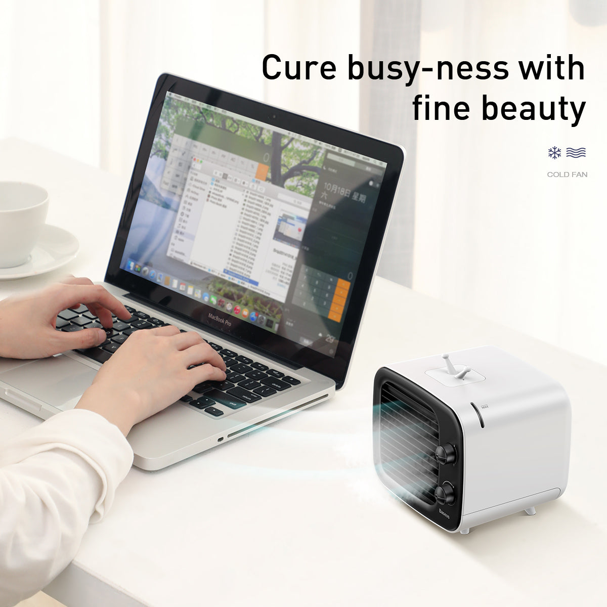 Baseus Time Desktop Evaporative Cooler Fan Windmill Air-Cooler Ice Water White+Black (CXTM-21)