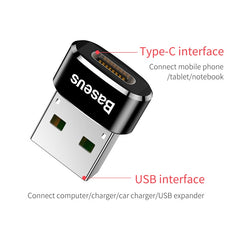 Baseus Mini USB-C to USB-A adapter - black-CAAOTG-01