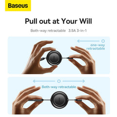 Baseus Bright Mirror 2 Series Retractable 3-in-1 Fast Charging Data Cable USB to M+L+C 3.5A 1.1m
