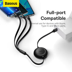 Baseus Bright Mirror 2 Series Retractable 3-in-1 Fast Charging Data Cable USB to M+L+C 3.5A 1.1m