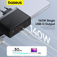 Baseus GaN5 Pro Digital Fast Charger 2C+U 160W EU Cluster Black (With Superior Series Fast Charging Data Cable Type-C to Type-C 240W 48V/5A)