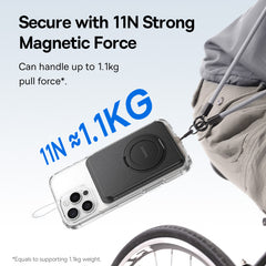 Baseus MagSafe iPhone Wallet, 3-Card Holder, with 360° Rotatable Metal Ring, Compatible with iPhone 12-17 Series, Vegan Leather, RFID-Blocking-P70385000123-00