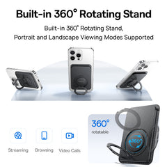 Baseus MagSafe iPhone Wallet, 3-Card Holder, with 360° Rotatable Metal Ring, Compatible with iPhone 12-17 Series, Vegan Leather, RFID-Blocking-P70385000123-00