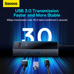 Baseus PioneerJoy 8-Port Four-Screen Type-C HUB Adapter Gray(Type-C to HDMI4K@60Hz*1+HDMI4K@30Hz*1+DP8K@30Hz*1+VGA+USB3.0*2+Type-C(Data+PD out)*1+PD*1)-WKYY030413