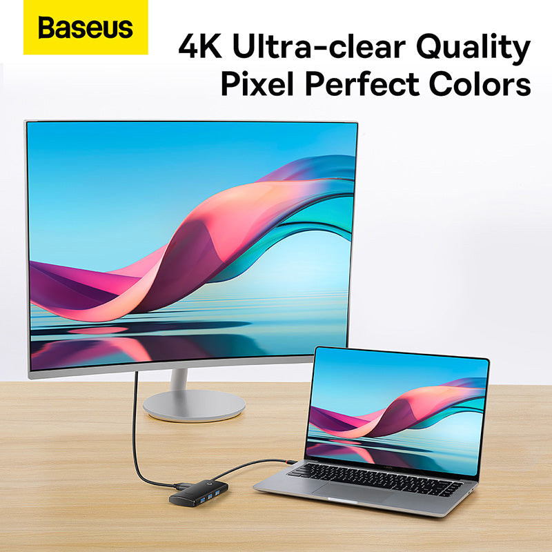 Baseus Lite Series 5-Port USB-C to HDMI+USB3.0x3+PD (Black)-WKQX080201