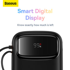 Baseus Qpow2 Dual-Cable Digital Display Pocket Sized Fast Charging Power Bank 22.5W