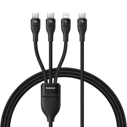 Baseus Flash Series 3 One-for-three Fast Charging Cable Type-C to C+C+L 100W 1.5m Cluster Black -P10377502111-00
