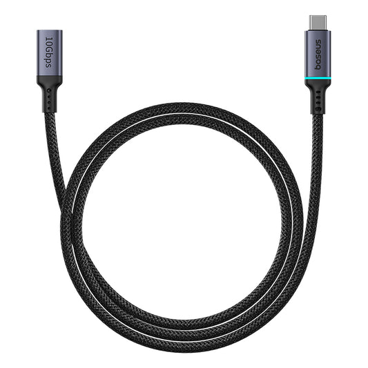 BASEUS Type-C Female to Type-c Male Extension Cable 4K 60Hz Clarity 10Gbps Braided Fast Charging Cable 1m Black -B0063370C111-01