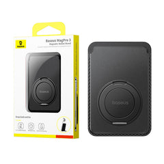 Baseus MagSafe iPhone Wallet, 3-Card Holder, with 360° Rotatable Metal Ring, Compatible with iPhone 12-17 Series, Vegan Leather, RFID-Blocking-P70385000123-00