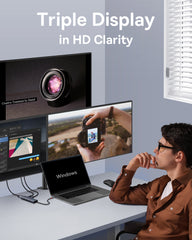 Baseus PortalJoy Series 7-Port Triple-Display HUB Space Grey(Type-C to HDMI4K@60Hz*1+HDMI4K@30Hz*1+VGA*1+USB3.0*1+USB2.0*2+PD*1)-B00053000811-00