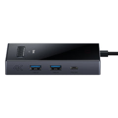 Baseus PioneerJoy 8-Port Four-Screen Type-C HUB Adapter Gray(Type-C to HDMI4K@60Hz*1+HDMI4K@30Hz*1+DP8K@30Hz*1+VGA+USB3.0*2+Type-C(Data+PD out)*1+PD*1)-WKYY030413