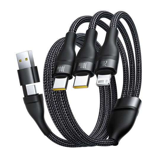 Baseus Flash Series 3 Two-for-three Fast Charging Cable U+C to C+C+L  100W 1.5m Cluster Black-P10377501111-00