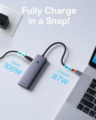 Baseus PortalJoy Series 7-Port Triple-Display HUB Space Grey(Type-C to HDMI4K@60Hz*1+HDMI4K@30Hz*1+VGA*1+USB3.0*1+USB2.0*2+PD*1)-B00053000811-00