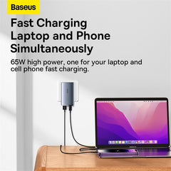 Baseus GaN5 Pro Ultra Slim Flat USB-C + USB-A 65W Fast Charger - CCGP150113