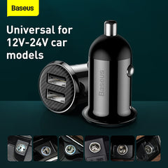 Baseus Grain Pro Car Charger 2x USB 4.8 A Black (CCALLP-01)