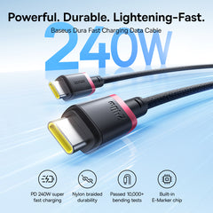 Baseus Dura Fast Charging Data Cable USB-C to USB-C 240W 1m Red Black-P10377803U03-01