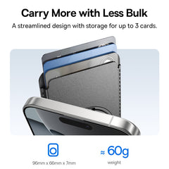 Baseus MagSafe iPhone Wallet, 3-Card Holder, with 360° Rotatable Metal Ring, Compatible with iPhone 12-17 Series, Vegan Leather, RFID-Blocking-P70385000123-00