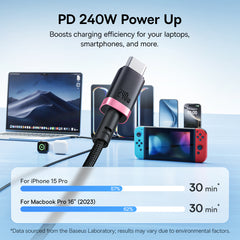 Baseus Dura Fast Charging Data Cable USB-C to USB-C 240W 1m Red Black-P10377803U03-01
