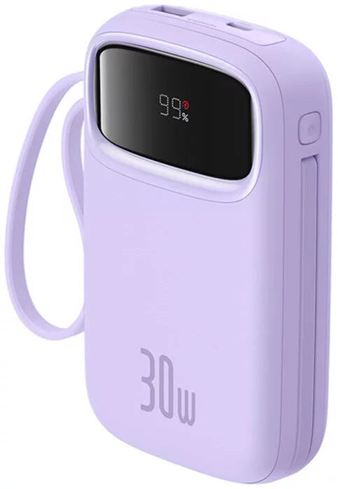 Baseus QPow 2 Digital Display Fast-Charging Power Bank with 2 Built-in Type-C Cable 10000mAh 30W Cluster Black