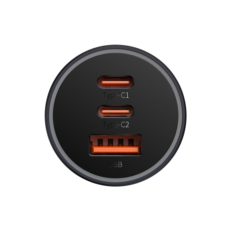 Baseus Golden Contactor Pro Triple Fast Charger Car Charger 65W U+C+C Dark Gray-CGJP010013