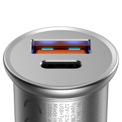 Baseus Circular metal A+C 30W PPS Car Charger Silver-CCALL-BS0S