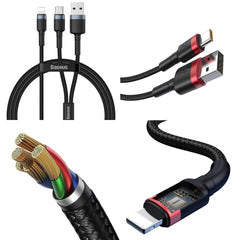 Baseus cafule USB + Type-C 2-in-1 PD Cable 20W 1.2m Gray + Black CATKLF-ELG1