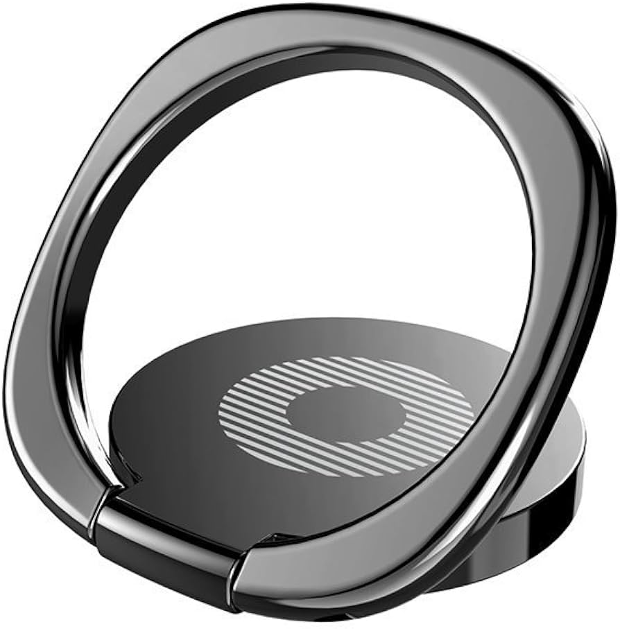 Baseus® Original Finger Ring Cum Stand for All Mobile Phones and Tablets (Black) SUMQ-01