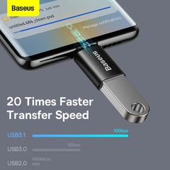 Baseus Type C to USB 3.1 OTG Adapter Ingenuity Series Fast Data Transfer Speed of 10Gbps Black ZJJQ000001