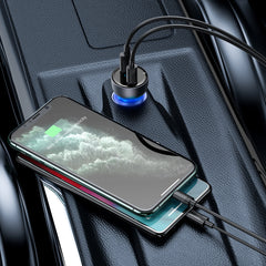 Baseus USB / USB Type C Car Charger 65 W 5 A SCP Quick Charge 4.0+ Power Delivery 3.0 LCD Screen + USB Type C - USB Type C Cable Grey (TZCCKX-0G)