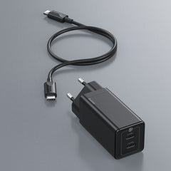Baseus Gan Mini Type-C and USB 45W Dual Port Output Quick Travel Charger Compatible with Full Quick Charge Protocols with Mini Type C to Type C 60W, 1 m Charging Cable (Black)