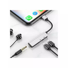 Baseus 3-in-1 iP Male to Dual iP & 3.5mm Female Adapter L52 Silver-CALL52-S1