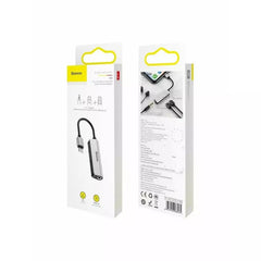 Baseus 3-in-1 iP Male to Dual iP & 3.5mm Female Adapter L52 Silver-CALL52-S1