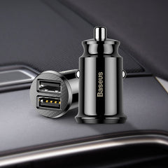 Baseus Grain Car Charger (Dual USB 5V 3.1A ) Black-CCALL-ML01