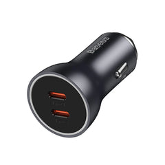 Baseus Golden Contactor Max Dual Fast Charge Car Charger C+C 60W Dark Gray-CGJM000213