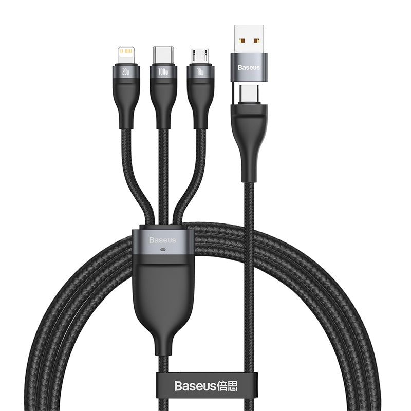 Baseus 3in1 USB / USB Type C - USB Type C / Lightning / micro USB cable (5 A - 100 W / 20 W / 18 W) 1.2 m Power Delivery Quick Charge (CA2T3-G1)