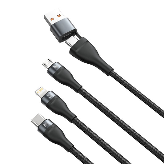 Baseus 3in1 USB / USB Type C - USB Type C / Lightning / micro USB cable (5 A - 100 W / 20 W / 18 W) 1.2 m Power Delivery Quick Charge (CA2T3-G1)