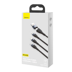 Baseus 3in1 USB / USB Type C - USB Type C / Lightning / micro USB cable (5 A - 100 W / 20 W / 18 W) 1.2 m Power Delivery Quick Charge (CA2T3-G1)