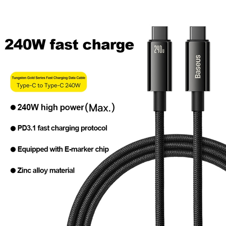 Baseus Tungsten Gold 240W 1m USB-C to USB-C cable (black).