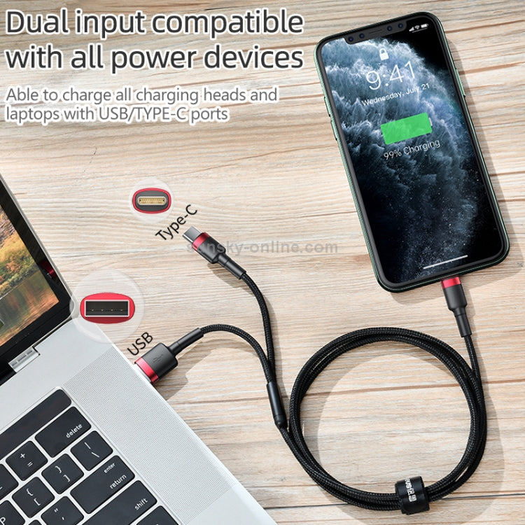 Baseus cafule USB + Type-C 2-in-1 PD Cable 20W 1.2m Gray + Black CATKLF-ELG1