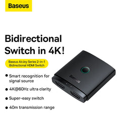 Baseus AirJoy Series 2-in-1 Bidirectional HDMI Switch - Cluster Black-B01331105111-00