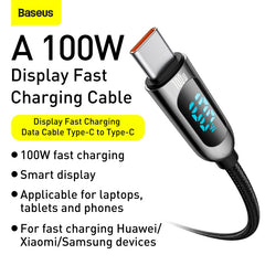 Baseus Display Fast Charging Data Cable Type-C To Type-C 100W (CATSK-B01)