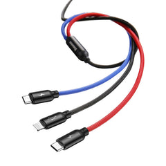 Baseus Three Primary Colors 3-in-1 Cable USB for M+L+T 3.5A 0.3M/1.2M Black CAMLT-BSY01