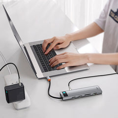 Baseus Metal Gleam 11 in 1 Multifunctional USB Type-C Hub Grey -(CAHUB-CT0G)