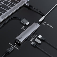 Baseus Mechanical Eye 6 in 1 USB Type-C Hub Grey (CAHUB-J0G)