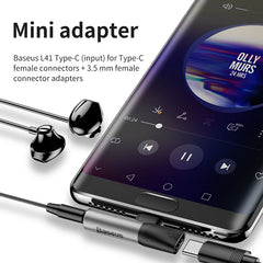 Baseus L41 Type-C To Type-C Female + 3.5 mm Female Audio Connector Splitter
