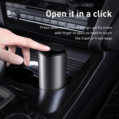 Baseus Premium Car Dust Bin With Lid Vehicle Mounted Ash Tray Trash Can for Car Office Desktop Study with 30 Mini Garbage Bags, Capacity: 500ml CRLJT-01