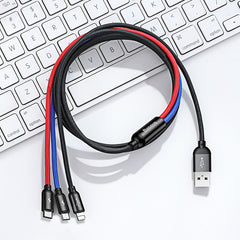 Baseus Three Primary Colors 3-in-1 Cable USB for M+L+T 3.5A 0.3M/1.2M Black CAMLT-BSY01