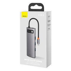 Baseus Metal Gleam 8 in 1 Multifunctional USB Type-C Hub Grey (CAHUB-CV0G)